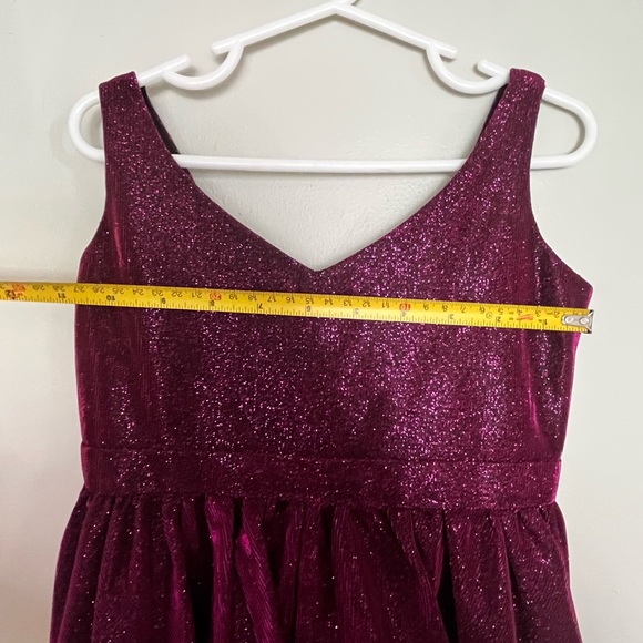 Girls plum shimmer dress - Picture 2 of 6